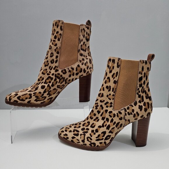 NEW Lauren Ralph Lauren Mylah Ankle Bootie 9.5 Leopard Print Calf Hair Heeled - Picture 2 of 15